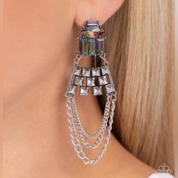 Chandelier Earrings Multicolored stone - Picture 3 of 3